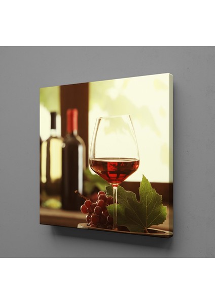 Kadehteki Kırmızı Şarap Kanvas Tablo 80 x 80 cm