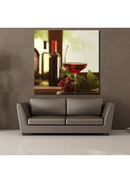 Kadehteki Kırmızı Şarap Kanvas Tablo 80 x 80 cm