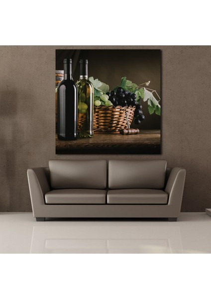 Şaraplar ve Üzüm Kanvas Tablo 140 x 140 cm