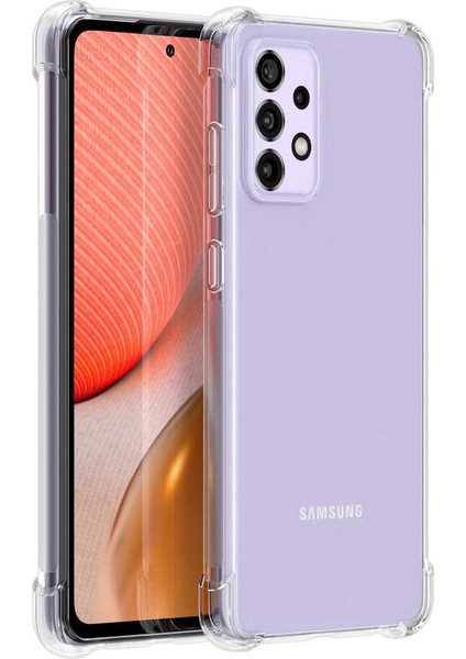 Samsung Galaxy A52 Kılıf Şeffaf Köşelerden Darbe Emici Korumalı Şeffaf