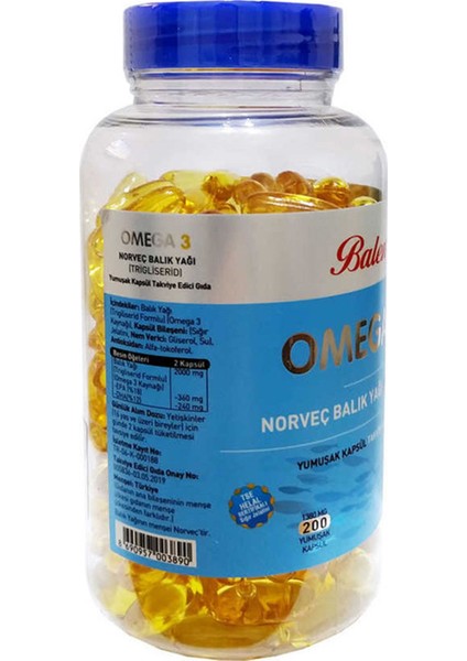 Omega 3 Norveç Balık Yağı 1380 Mg 200 Kapsül x 2 Adet