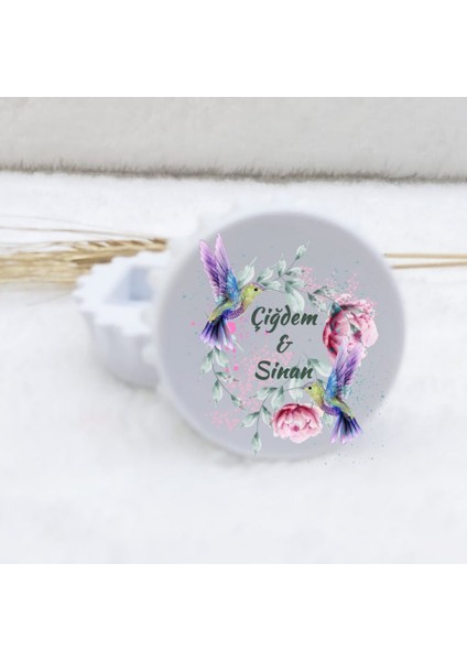 30 Adet Nikah Şekeri Ekonomik Kapak Açacak Magnet Kuş Baskılı