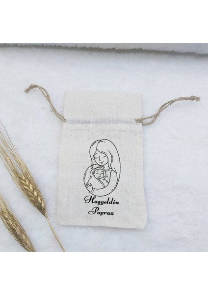 30 Adet Baskılı Kese 9X13 cm Anne Bebek Baskılı Lavanta Kesesi Lik Kese