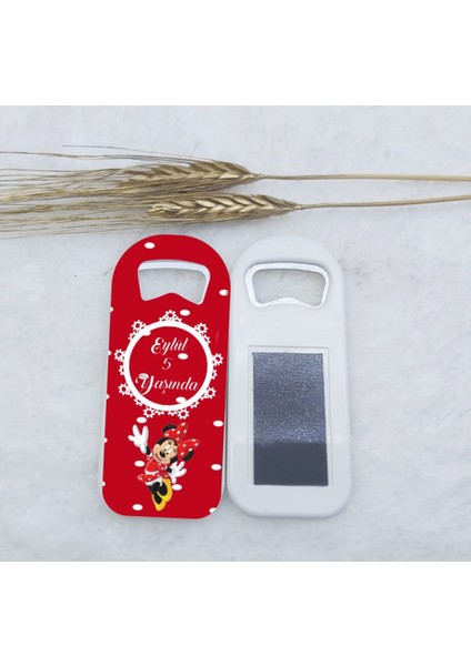 15 Adet Minnie Mouse Temalı Uzun Açacak Magnet 4,5X10,5 cm Uv Doğum Günü Liği Açacak Magnet