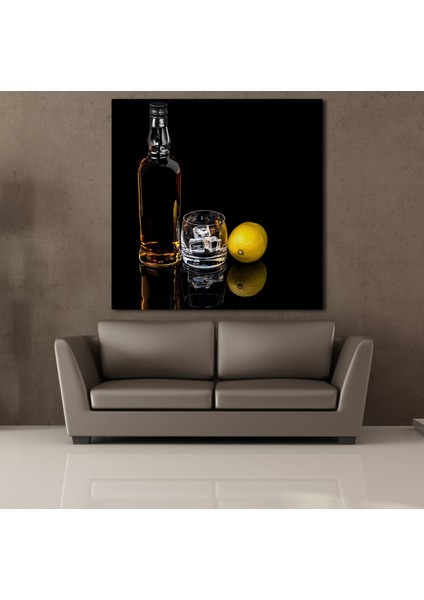 Şişedeki Alkol Kanvas Tablo 130 x 130 cm