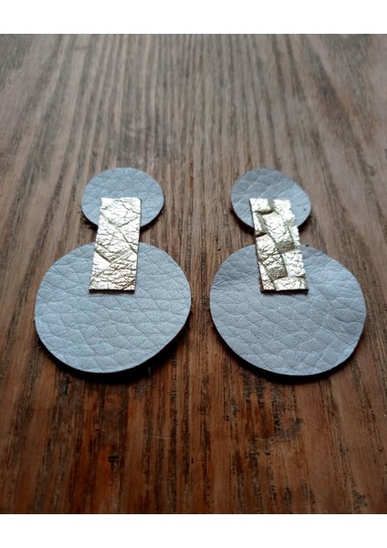 Gerçek Deri El Yapımı Gold & Beyaz Tasarım Küpe fiyatları