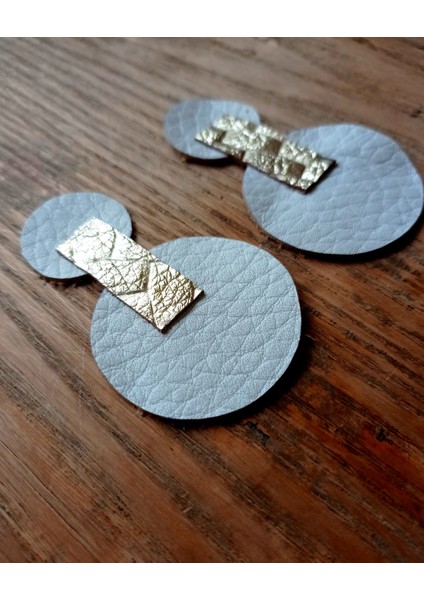 Gerçek Deri El Yapımı Gold & Beyaz Tasarım Küpe modelleri
