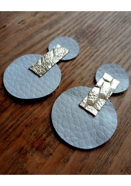 Gerçek Deri El Yapımı Gold & Beyaz Tasarım Küpe fırsatları