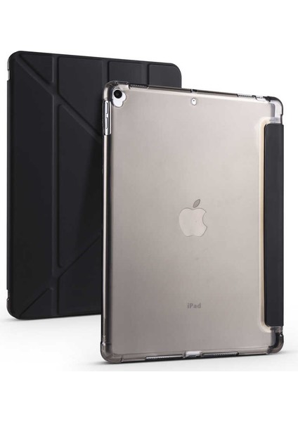 Apple iPad 10.2 8.nesil Tri Folding Akıllı Kalem Hazneli Standlı Kılıf Siyah