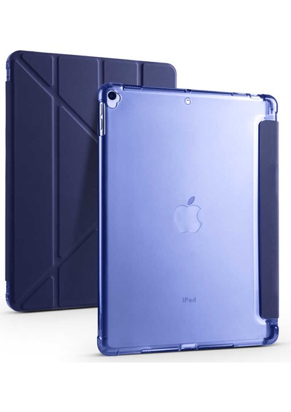 Apple iPad Pro 10.5 7.nesil Tri Folding Akıllı Kalem Hazneli Standlı Kılıf Lacivert