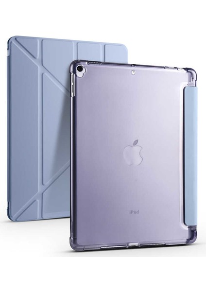 Apple iPad Pro 10.5 7.nesil Tri Folding Akıllı Kalem Hazneli Standlı Kılıf Mavi