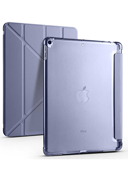 Apple iPad Pro 10.5 7.nesil Tri Folding Akıllı Kalem Hazneli Standlı Kılıf Mor