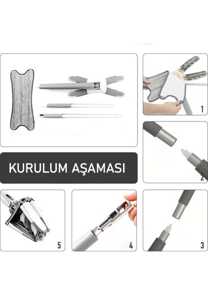 Vadi Home x Mop Yer ve Duvar Silme Mop Kendinden Sıkmalı