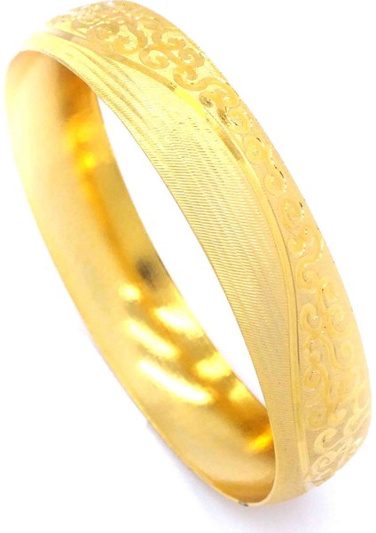 Altın Kaplama Işlemeli Bilezik 15 mm Kalınlık