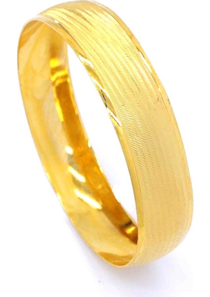 Altın Kaplama Dikey Çizgili Bilezik 15MM Kalınlık