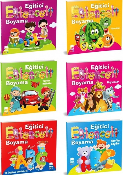 Eğitici Eğlenceli Boyama Kitap Seti - 6 Kitap