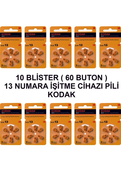 13 Numara 10 Paket Kodak Işitme Cihazı Pili