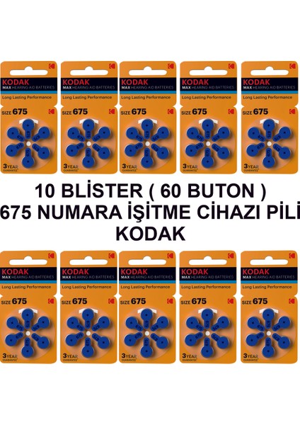 675 Numara 10 Paket Kodak Işitme Cihazı Pili