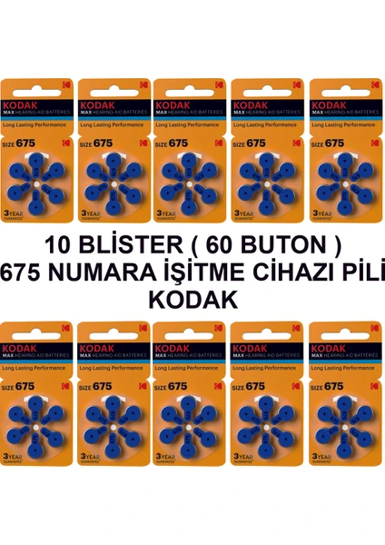 675 Numara 10 Paket Kodak Işitme Cihazı Pili