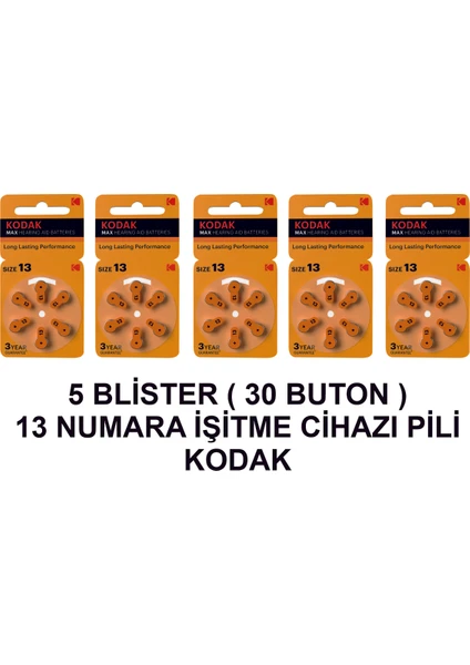 13 Numara 5 Paket Kodak Işitme Cihazı Pili