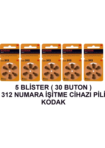 312 Numara 5 Paket Kodak Işitme Cihazı Pili