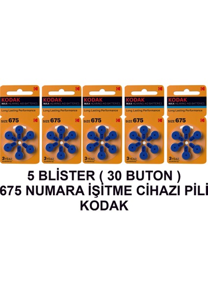 675 Numara 5 Paket Kodak Işitme Cihazı Pili