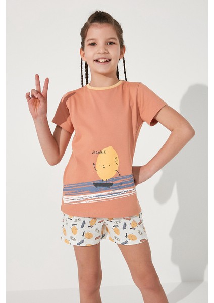 Çok Renkli Kız Çocuk Ficus Vitamin 2li Pijama Takımı