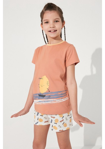 Çok Renkli Kız Çocuk Ficus Vitamin 2li Pijama Takımı