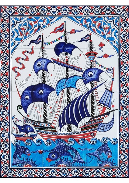 - 60*80 Cm. El Dekoru Iznik Çini Pano