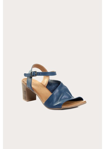 Mavi Deri Kadın Topuklu Sandalet fiyatları