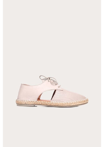 Pudra Deri Kadın Düz Babet