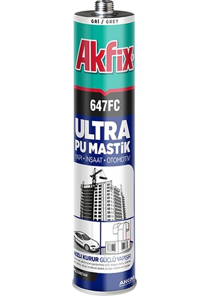 647FC Akfix Gri Ultra Poliüretan Otomotiv Yapı Pu Mastik 280ML