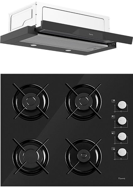 Black Nuvo 2'li Ankastre Set(S 2140 Ce Ankastre Ocak + D036 Aspiratör )