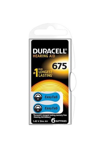 Kulaklık Pili 675 No 6 Adet Duracell