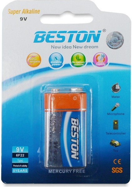 Pil 9V Alkalin Beston 6f-22