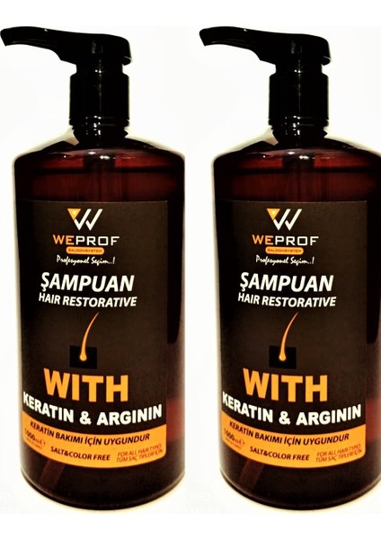 Wprof Keratin ve Arganlı Şampuan 2 x 1 Lt