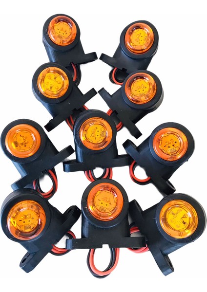 Net Oto Market Mini Takoz Lamba 12 Ledli Sarı-Kırmızı 10 Lu Paket 12-24 Volt Uyumlu