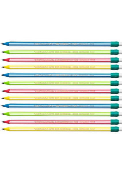 Kurşun Kalem - Evolution 646 Stripes - Silgili - 12'li Set
