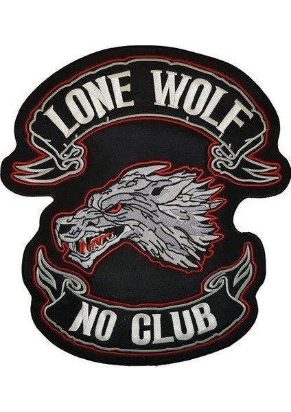 Sim Nakış Lone Wolf No Club Nakış Işleme Arma Patch Peç 35×32 cm