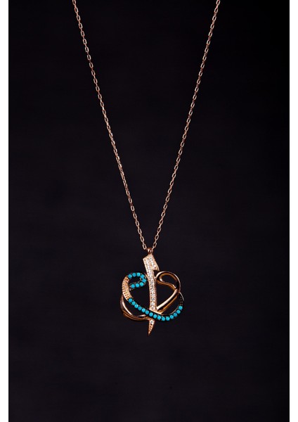 Mavi Beyaz Zirkon Taşlı Vav Elif Kadın Gümüş Kolye 925 Ayar fırsatları