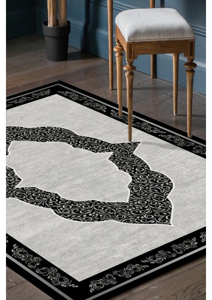 Sevimli Kedi Desenli Mor Halı Makinada Yıkanabilir Kaymaz DotTaban CP822
