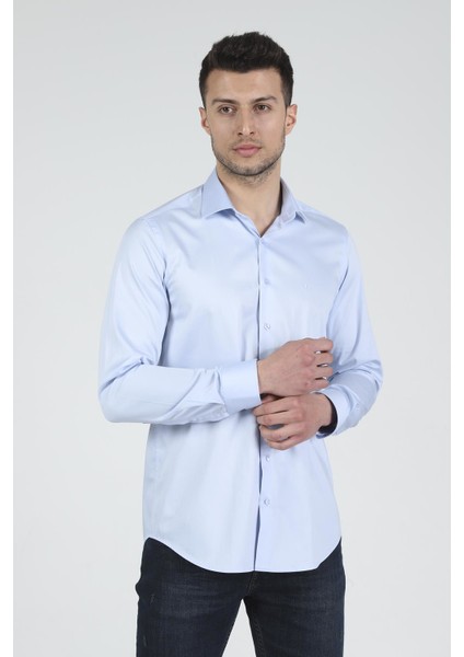 Slim Fit Uzun Kollu Erkek Gömlek 585-DB02