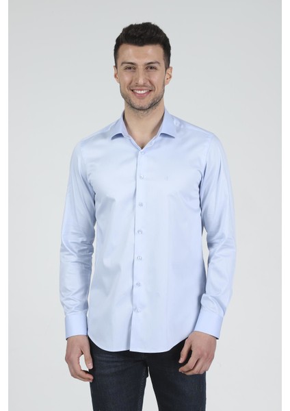 Slim Fit Uzun Kollu Erkek Gömlek 585-DB02