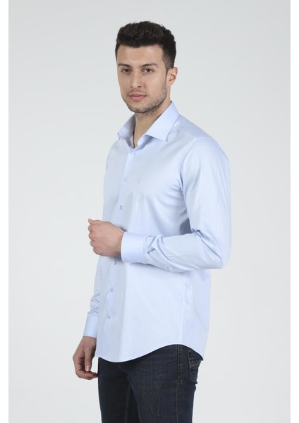 Slim Fit Uzun Kollu Erkek Gömlek 585-DB02