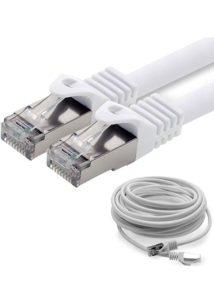 CAT7 S/FTP Ethernet (Network, LAN) Kablosu, Beyaz, 50 cm