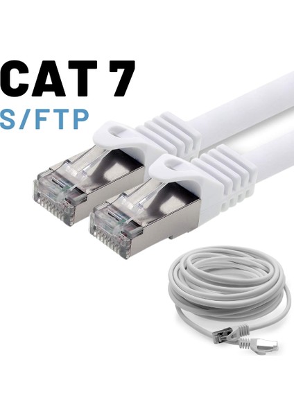 CAT7 S/FTP Ethernet (Network, LAN) Kablosu, Beyaz, 50 cm