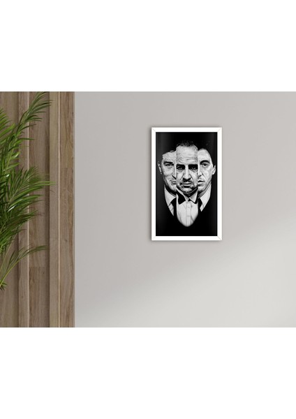 Gift Godfather Baba Tasarımlı Dekoratif Ahşap Beyaz Çerçeveli Tablo-5