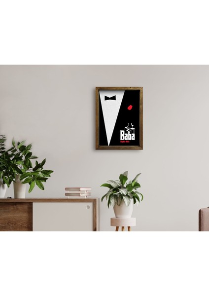 Gift Isme Özel Godfather Baba Tasarımlı Doğal Masif Ahşap Çerçeveli Tablo 45X65CM-13