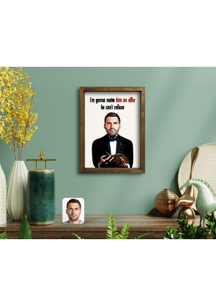 Kişiye Özel Godfather Baba Karikatürlü Doğal Masif Ahşap Çerçeveli Tablo-9