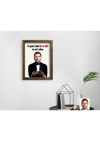 Kişiye Özel Godfather Baba Karikatürlü Doğal Masif Ahşap Çerçeveli Tablo-9 fiyatları